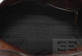 Prada Brown Leather Pushlock Flap Handbag  