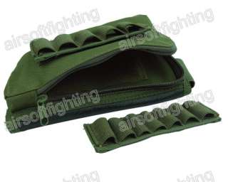 Airsoft Rifle Stock Ammo Pouch w/Cheek Leather Pad OD A  
