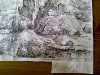 17th Century European Etching Landscape with Houses Franciscus Vanden 