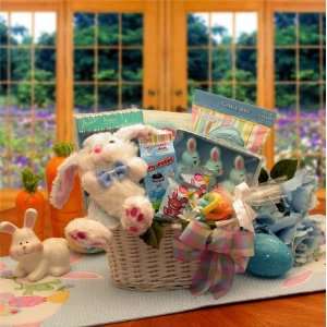 Bunny Fun Easter Gift Basket   Blue:  Grocery & Gourmet 