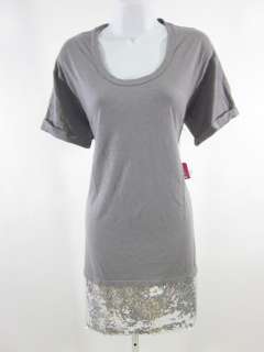 NWT AKA Gray Short Sleeves Sequins Tunic Dress S $198  