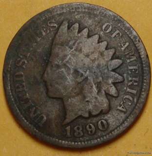 1890 INDIAN HEAD CENT PENNY A8557 GOOD RARE DATE COIN  