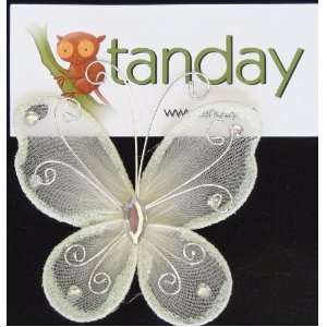   Ivory Organza Butterflies for Craft & Wedding Favor (8743) 12 Pieces