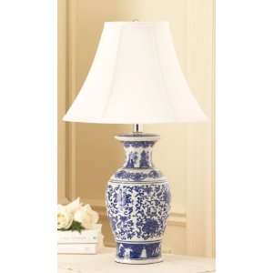  Pack of 2 Blue China Inspired Table Top Lamps with Shades 