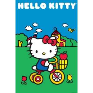  Hello Kitty Bike Scene, Cartoon Poster Print, 24 by 36 