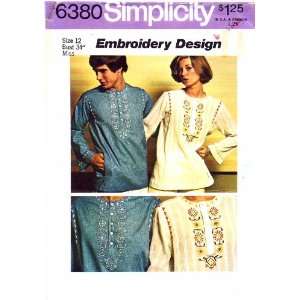 : Simplicity 6380 Vintage Sewing Pattern Embroidered Pullover Hippie 