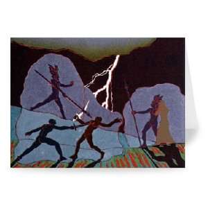 In the fight, Wotan intervenes shattering..   Greeting Card (Pack of 2 