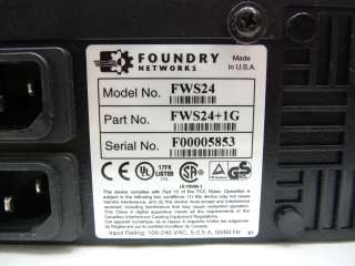 FOUNDRY NETWORKS FWS24 WORKGROUP FASTIRON 24 PORT 10/100 FE FAST 