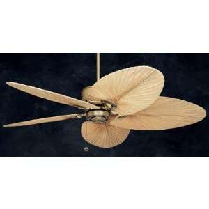  Bay Ceiling Fan in Antique Brass with Tropical Leaf Blades: Home