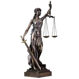  Lady Justice Sitting Statue Candle Holder, Bronze Powder 