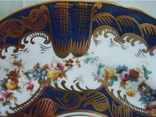 1930+ Stunning Crown Staffordshire Blue Gold H/P FLORAL 7 Side B/B 