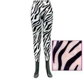    Black & White Zebra Striped Footless Leggings Tights Clothing