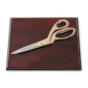 8 x 10 Piano Wood Plaque with 9 1/2Gold Scissors 