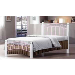  Pink Twin Metal and Wood Bed with Frame: Home & Kitchen