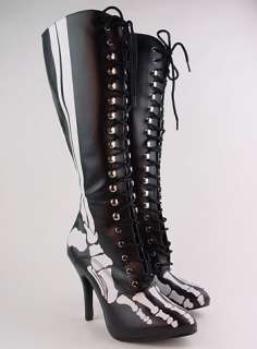 Demonia Spooky Bones Xray 220 Boots Heel Skeleton Glow in Dark Gothic 
