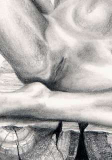 Original graphite pencil drawing   NUDE2  11.5 X 8.5 inches by Naushad 
