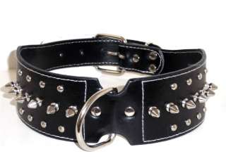 Black   LARGE/XL Extra Large Leather SPIKED Spike Studded WIDE Dog 