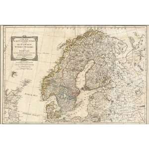  1794 Map of Norway, Sweden, Denmark, and Finland   24x36 