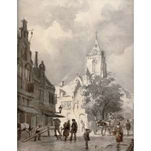   32 inches   A capriccio view of Woerden with the 