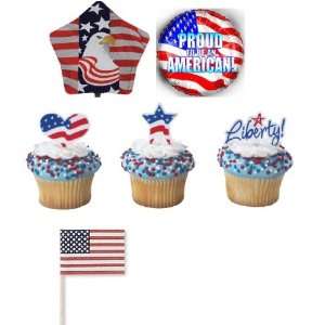  USA Patriotic Party Bundle   Cupcake Picks, Mini Flags and 