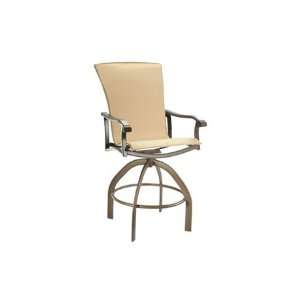   Sling Arm Swivel Patio Bar Stool Flagstone Finish