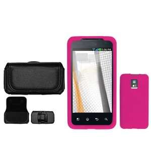  Brand LG G2X Combo Solid Hot Pink Silicone Skin Case Faceplate Cover 