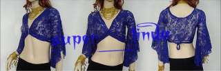 Belly Dance Bolero Lace Top Flared Blouse 10 Color BK  