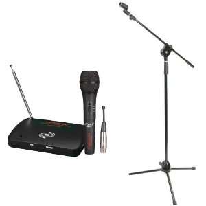 com Pyle Mic and Stand Package   PDWM100 Dual Function Wireless/Wired 