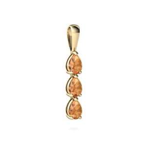  14K Yellow Gold Pear Fire Opal 3 Stone Pendant: Jewelry