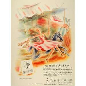  1948 Vintage Ad Cameo Nylon Stockings Carousel Horses 