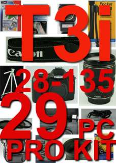 Canon Rebel T3i 600D With 28 135mm IS 29 Piece PRO KIT + 5 Years 