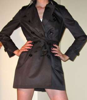 NWT Authentic $850 Burberry Brit trench Coat jacket US 8 UK 10 black 