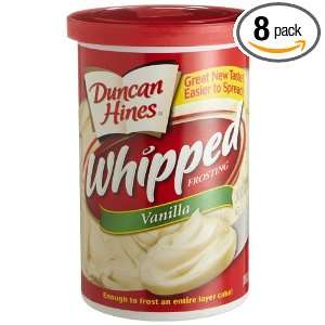 Duncan Hines Frosting Whipped Vanilla, 16.2 Ounce Canisters (Pack of 8 