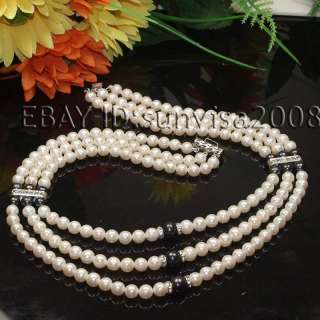 best buy 3 rows 7 8mm white black cultured pearl necklace 15 16.5 18 