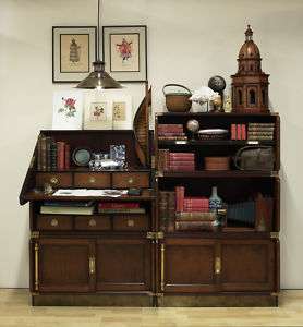 Campaign Wood Chest Desk Bookcase Modular System #2 Set  