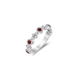   30 Cts Garnet Five Stone Wedding Band in 14K White Gold 7.0: Jewelry