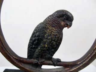Antique Bradley and Hubbard parrot In Ring Cast Iron Doorstop  