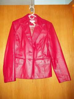 Beautiful Red Womens Leather Coat by Worthington sz M  