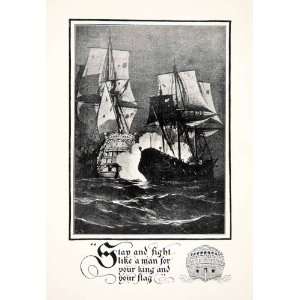  1913 Print Ship War Water Cannon Fire Hvide Ornen Swedish 