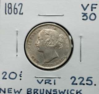 1862 New Brunswick 20 Cents VF 30  
