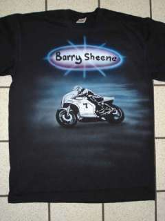 Airbrushed Barry Sheene Superbike Design on a Black T shirt in any 
