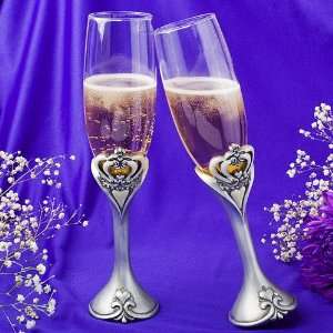 Royal Wedding Crown Design Champagne Toasting Flutes F2431 Quantity of 