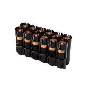    12 Pack Battery Caddy, Black   Holds 12 AA Batteries: Electronics