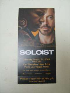 THE SOLOIST collectible stub Robert Downey Jamie Foxx  