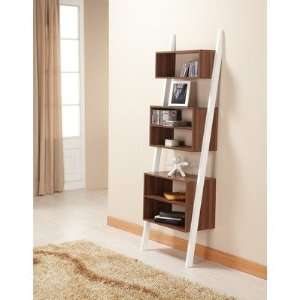  Mateo Bookcase/Display Stand in Matte Walnut and White 
