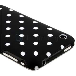 Black w/ White Dot Plastic Hard Cover Case+LCD Film Pro For iPhone 3G 