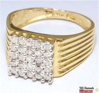 75CT Genuine 25 Diamond Mens 10K Solid Gold Ring  