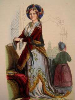 Dame Turque Turkish Woman 1844 costume w/ hand color  