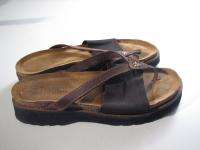 NAOT Sandal Flip Flop Womens Brown Leather / Cloth Sz US 9 EUR 40 