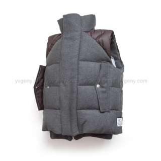 MONCLER GAMME BLEU THOM BROWNE WOOL & WAXED COTTON DOWN FILLED GILET 